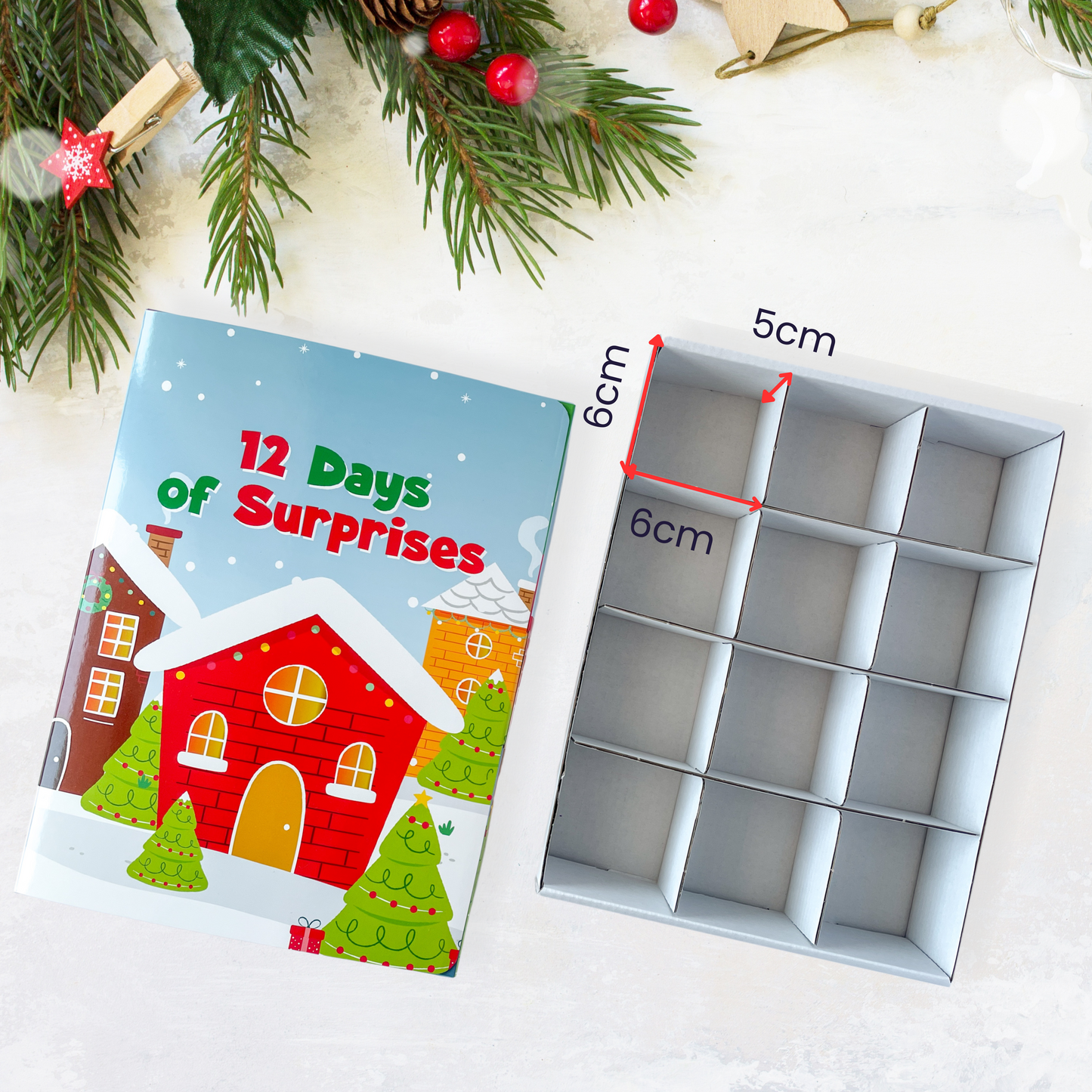 12-compartment DIY advent calendar box, perfect for creating your own festive countdown.