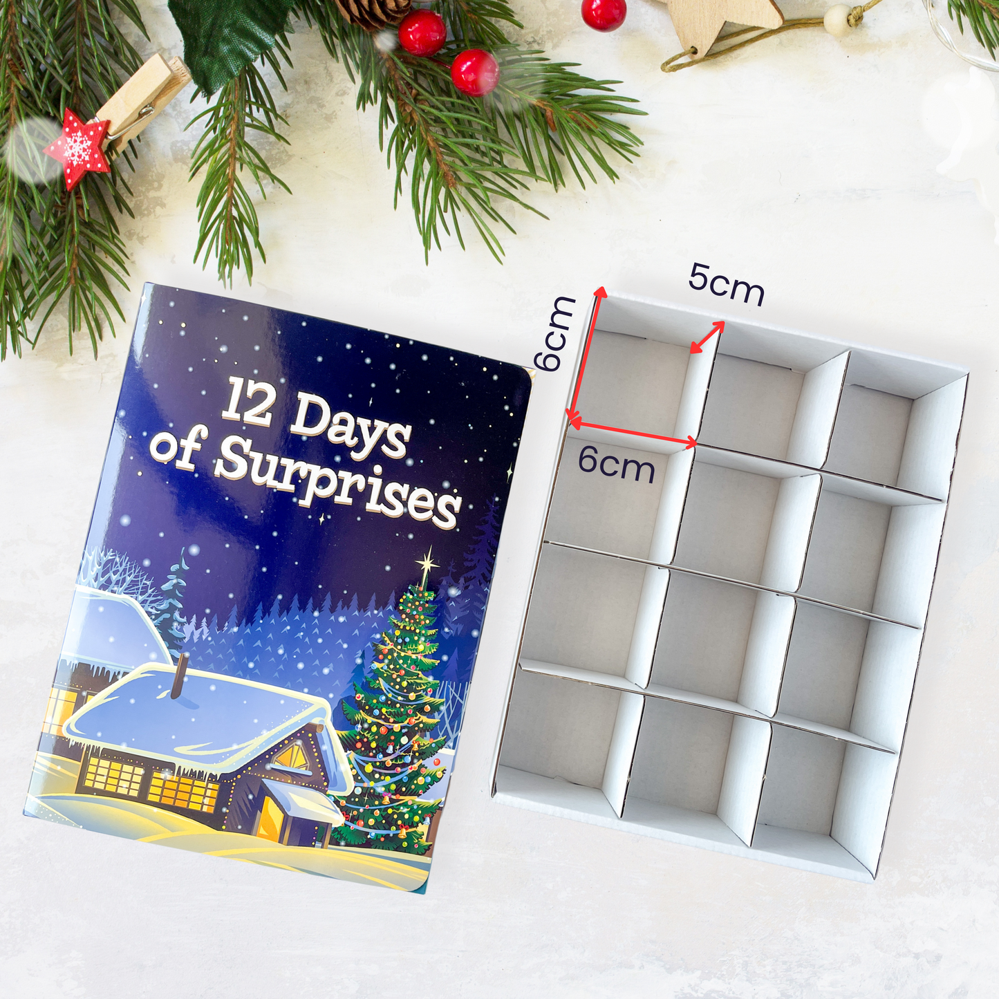 12-compartment DIY advent calendar box, perfect for creating your own festive countdown.
